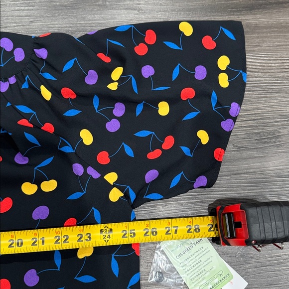 NEW ModCloth Cherry Print Bow Top Size Large Retro NWT - Picture 10 of 11